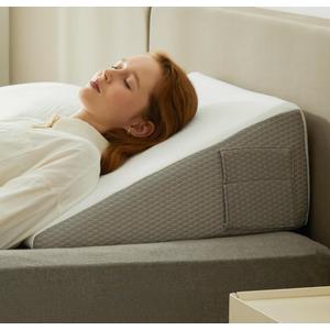 Bedluxe Wedge Pillow, 10 inch Bed Wedge Pillow for Headboard, Pillow Wedge for Acid Reflux Relief, Sleeping, Back Pain Relief, Snoring, Triangle Pillow Wedge, White/Grey