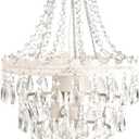 Tadpoles Pendant Chandelier - White Diamond | 12" x 12" x 20" | Hardwired Installation | Uses One Medium-Base E26 Light Bulb - 40 Watts Max | Features a Metal Frame with Acrylic Beading & Dangles