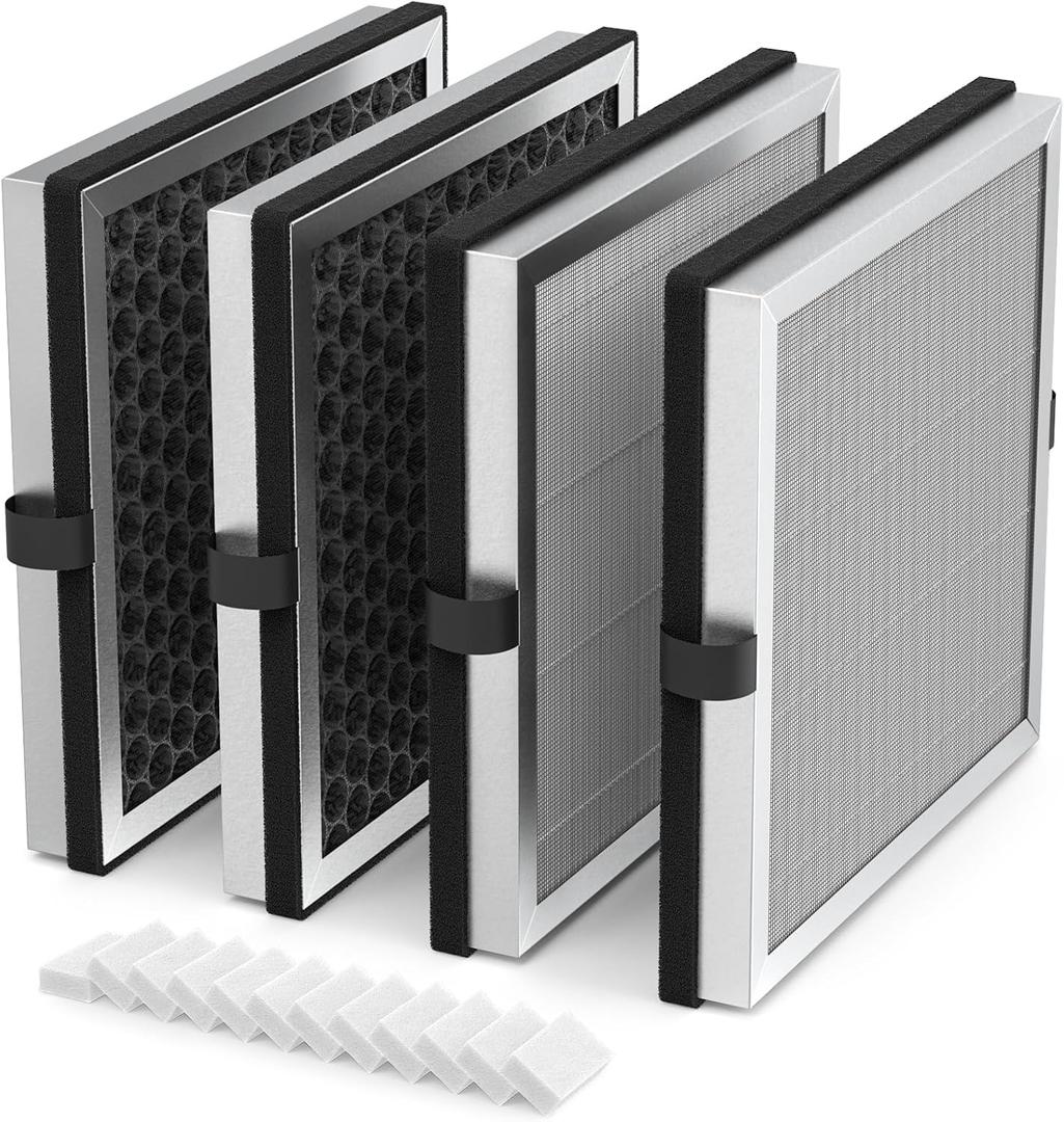 JF180 Replacement Filter Compatible with JF180 Air Purifier, 3-in-1 HEPA 13 Filter and Activated Carbon, 4-Pack (4 Filters & 12 Aroma Pads)
