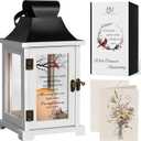 HugMemories Memorial Lantern, Bereavement Sympathy Gifts for Loss of Loved One Mother Father, Bereavement Gifts Thoughtful Funeral Gifts in Memory of Loved One with LED Candle (When Tomorrow Starts Without Me White)