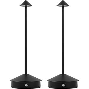 KROPTIB Cordless Table Lamps,LED Rechargeable Desk Lamp,Portable Modern USB Battery Operated Lights,Outdoor Waterproof Touch Dimmable,for Patio,Restaurant,Bar,Camping,Dining Home Set of 2 Black