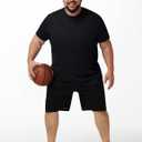 Men's 3 Pack Lightweight Plus Size Short Sleeve T-Shirt Crew Neck Big & Tall Sizes Stretch T-Shirt for Casual Wear (Black, 4XL)