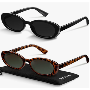 miyya Old Money Polarized Oval Sunglasses 2025 Edition, UV400 Protection, Feather-Light Fit & Trendy Colors (Black/Leopard Green)