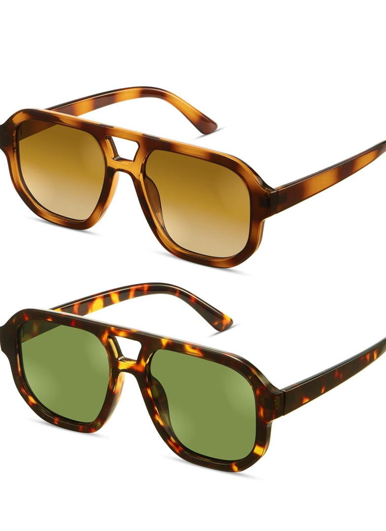 livho Trendy Polarized Square Aviator Sunglasses Women Men Square Eyewear Frame, Retro Sun Glasses for Women Men 2025 Shades