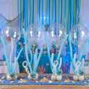 Civaner 52 Pcs Under The Sea Party Decorations 4 Sets Mermaid Table Centerpiece Balloons Stand Kit Mermaid Birthday Centerpieces with Base for Ocean Beach Baby Shower Birthday Party Decor, Blue