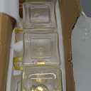 4 Pack 2 Liter/68 oz Square Glass Pitcher with Lid, Classic Stripes Water Pitchers with Handle for Fridge, Large Jug for Iced Tea, Coffee, Borosilicate Glass Carafe for Hot/Cold Brew Drink, Gold