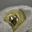 Sabary 11.81 Inch Disco Ball Helmet Adult Gold Glitter Glass Hat Novelty Punk Disco Ball Costume Cosplay for Nightclubs Parties Bar Djs Stage