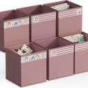 homyfort Cube Storage Organizer Bins, 12x12 Inch Fabric Bins for Cube Storage, Foldable Cloth Baskets Box with Handles for Organizing Clothes, Toys in Pantry, Closet Shelf, Nursery, Kids Room (Pink)