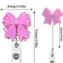 2 Pack Pink Bow Badge Reels, Cute Badge Reels Retractable with 360 Rotation, Nurse Badge Reel, Pink Badge Clip with Alligator Clip, ID Badge Holder for Nurses, Medical Worker, Nursing Student, Teacher