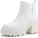 firelli Women Fashion Chelsea Boots Platform Boots Classic Ankle Booties (10, White)