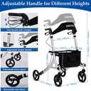 Rollator Walkers for Seniors,Rolling Walker with Backrest 300lbs, Folding Walking Aid with Seat and Brakes, Aluminum Heavy-Duty Drive Walker with Adjustable Handles, 8" All-Terrian Big Wheels