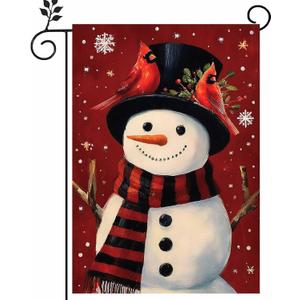 Snowman Christmas Garden Flag 12x18 Double Sided, Welcome Xmas Winter Yard Flag for Outside Farmhouse Decor