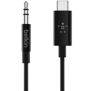 BELKIN ROCKSTAR 3.5MM AUDIO CABLE WITH USB-C TYPE-C CONNECTOR BLACK 3FT