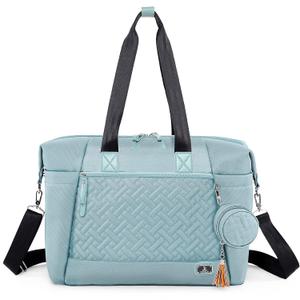 Dikaslon Diaper Bag Tote, Large Travel diaper tote for Mom and Dad, Multifunction baby tote bag for Boys and Girls with Pacifier Case and Changing Pad, Light Blue