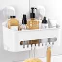 Budget & Good Shower Caddy Suction Cup No-Drilling Removable Bathroom Organizer Storage Heavy Duty Shelf Basket for Bath Shampoo Conditioner - White
