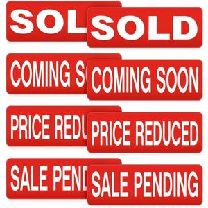 8 Pack Bundle of Real Estate Rider Signs Magnets Real Estate Rider 18 x 6 Inch Magnetic Waterproof Reusable Coming Soon, Sold, Sale Pending, and Price Reduced Signs