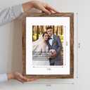 Hongkee 11x14 Picture Frame Set of 4, Made of Glass and Rustic Brown Wooden Frame, Display 8x10 Pictures with Mat or 11 x 14 Posters without Mat for Wall Mounting, Gallery Photo Frames