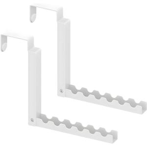 2Pcs Over The Door Hooks Hanger Simple-Assembly,White Folding Over The Door Drying Rack for Laundry,Heavy Duty Iron Door Hangers for Living Room Bathroom (White)