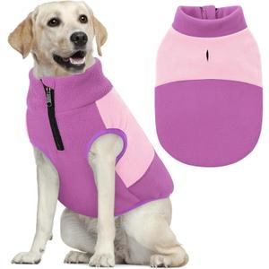 Queenmore Fleece Dog Sweater, Soft Dog Fleece Sweater, Pet Vest Winter Jacket Coat Sweatshirt for Male or Female Cats Puppy Small Medium Large Extra Large Breed, XXX-Large(Chest 31.5") Pink/Purple