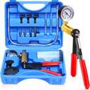 Hand Held Vacuum Pump Tester Kit with Adapter and Case is Suitable for Automotive Vacuum Gauge and Brake Exhaust Kit (Blue)