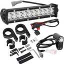 Front Light Bar Kit, Motorcycle Adjustable Light Bar Kit with Mounting Bracket Horizontal Bar Tube Clamp Universal for Honda CRF110 KLX110 TTR110 YZ250F Dirt Bike Plug and Play