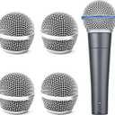 4 Pack SM58 Microphone Head Replacement Standard Size Grille Mic replacement with Foam