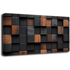 Brown and Black Square Canvas Wall Art Decoration Bedroom Living Room Dining Room Art Canvas Wall Art Office Study Artwork Picture Printed Material Modern Design Sense Hangable Artwork 20x40inches