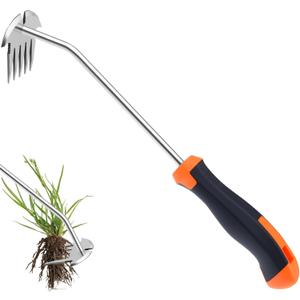 2 x Weed Puller Tool, Portable Garden Weeder Tool, 2026 New Model Rubber Non-Slip Handle Stainless Steel 5-Teeth Weeding Tool, Garden Tools for Vegetable Gardening Backyard Farm Planting & Weeding Tool