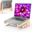 Wood Laptop Stand,Universal Computer Stands for Desk,Vertical Laptop Holder for MacBook Pro, Wooden Laptop Riser for MacBook Air, Dell, HP, Lenovo Compatible with 13.3 to 17.3 Inches All Laptops