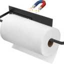 Paper Towel Holder, Magnetic Paper Towel Holder for Fridge, Toilet Paper Roll Holder Magnet Towel Rack Wall Mount Fridge Organizer for Paper Towels Rolls Bathroom Pantry RV Kitchen Storage (Black)