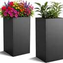 2Pack 30" x 15" x 15" Metal Planter Box, Heavy-Duty Galvanized Steel Outdoor Planter with Drainage Holes & Removable Shelf, Modern Raised Garden Bed for Patio, Porch, Yard, Flowers & Small Trees