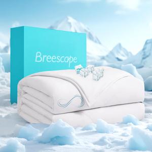 Breescape Cooling Comforter King Size - BlendTek Q-Max>0.46 Tech, Breathable Blanket for Hot Sleepers & Night Sweats Relief, Premium Lightweight Summer Bedding, 106x96 Inches, Snow White