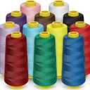 12 Pack Serger Thread Cones, 1800 Yards Each Spool Overlock Thread, PolyesterThread 40s/2 for Serger&Overlock, Quilting, Piecing, Sewing Machine