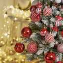 Christmas Ball Ornaments Set Assorted Shatterproof Ornaments 63 PCS Shaped Styles Xmas Tree Holiday Decorative,Red