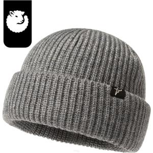 Oversize L/XL/XXL Merino Wool Blend Short Fisheman Beanie Lightweight Warm Hat for Cold Weather Winter (Grey)