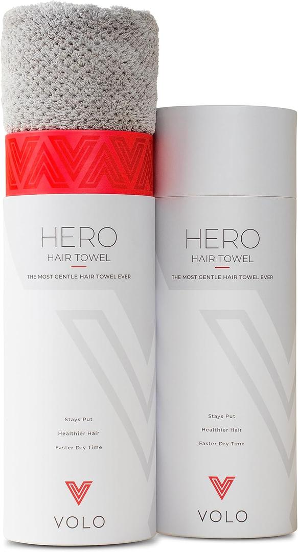 VOLO Hero Luna Gray Hair Towel - Ultra Soft, Quick Drying, Anti Frizz, Large Size, USA Made