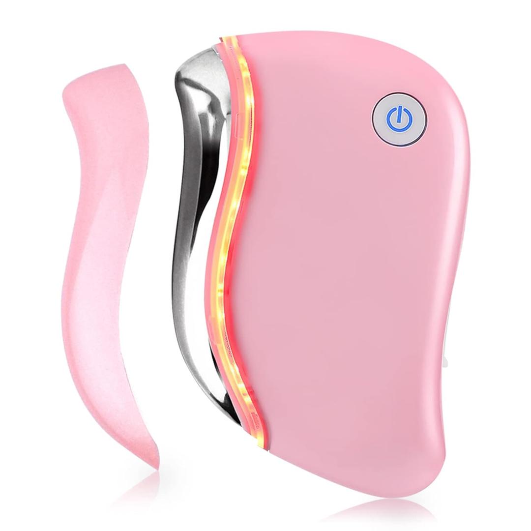 Aikertec Heat Electric Gua Sha Tool, 4-in-1 Multi-Function Anti-Aging Face Massager, Facial Contouring & Firming, Double Chin, Awakening Skin, Deep Treatment