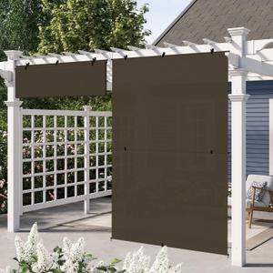 E&K Sunrise 8'W x 6'H Outdoor Roller Shades Patio Cordless Roll Up Blinds Foldable Sun Shade UV Block Exterior Sun Screen for Outside Porch Backyard Deck Pergola (Brown)