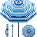 UIRWAY Beach Umbrella, Heavy Duty Windproof Beach Umbrellas with Sand Anchor & Tilt, Sun Protection Portable Beach Umbrella with Carrying Bag for Beach, Patio Garden Pool Outdoor
