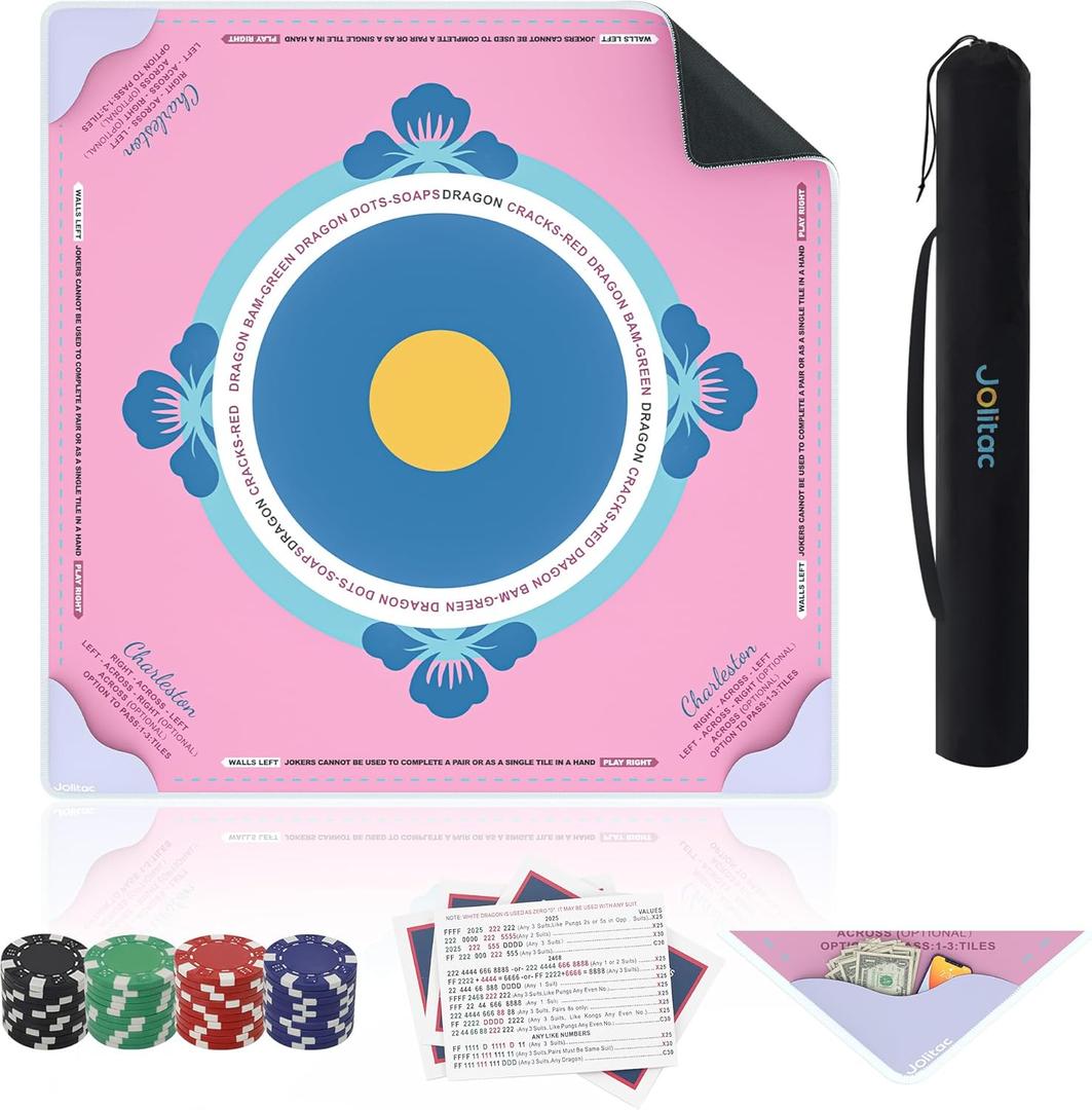 Mahjong Mat, 39 x 39 in Large Mahjong Gaming Surface, Non-Slip Noise Reduction Gaming Table Pad, Suitable for Mahjong, Poker, Board Games, Tile Games, and Dominoes
