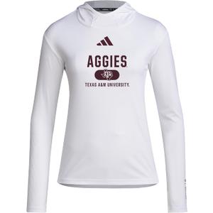 adidas Women's Size Designed for Training University Lightweight Hoodie, White/ Team Maroon/ Texas A&M, XX-Large Tall