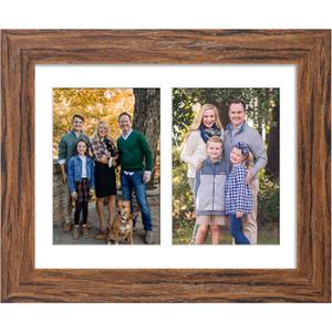 8.5x11 Picture Frame Display 2 opening Double 5x7 Picture Frame Collage,Multi Photo Frame with Mat,Plexiglass,Horizontal and Vertical Formats for Wall Decor,Carbonized Brown Wood Grain