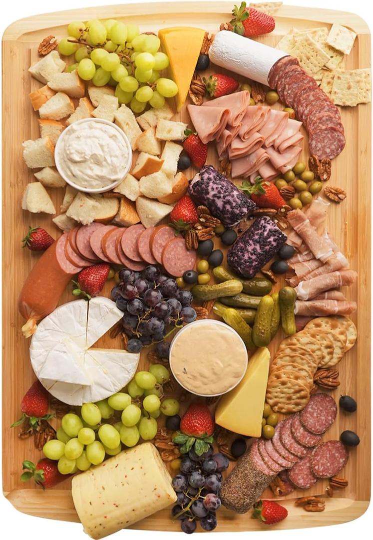GREENER CHEF 30 Inch 3XL Extra Large Bamboo Cutting Board with Lifetime Replacements - Oversized Stove Top Cover, Noodle Board, Meat Carving, and Charcuterie Board (Two-Tone)