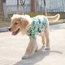 HDKUW Large Dog Hawaiian Costume, Dog's Cool T-Shirts Summer Clothes, Hawaiian Shirt for Large Dogs, Design for Summer Luau Style Beach Camp Vacation 4XL Green