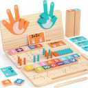 Montessori Math Learning Toy  Number Blocks, Counting Sticks, Tracing Board & Finger Counting, Educational Preschool STEM Sensory Toys for Toddlers, Birthday Gift for 2 3 4 5 Year Old Boys Girls Kids