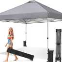 OLIXIS 10x10ft Pop Up Canopy Tent, Heavy Duty 1-Person One Push Setup, Portable Outdoor Shelter for Beach, Events, Camping Includes Rolling Carry Bag, Grey