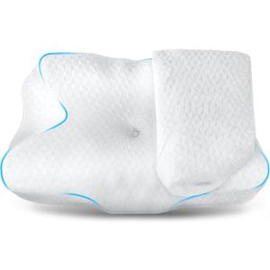 Cervical Pillowcase, Memory Foam Pillow for Neck Shoulder Pain Relief, Ergonomic Orthopedic Contoured Cooling Neck Bed Pillow for Side, Back and Stomach Sleepers (Pure White)