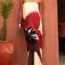 Women Y2k Strapless Maxi Dress Floral Print Tube Long Dress Boho Beach Sundress Going Out Streetwear (L)