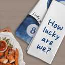 Trendy Funky Retro Blue Kitchen Towels Set of 2, Preppy Girly Hand Towels, How Lucky We are Blue Lucky 8 Ball Decorative Dish Tea Towels for Kitchen, Trendy Preppy Bathroom Decor, 16X24In