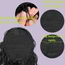 16 Inch Natural Black Water Wave Drawstring Ponytail for Black Women - Synthetic Hairpiece, Curly Wavy Extension, Natural Looking & Secure Hold, Easy to Install for Daily Party Use